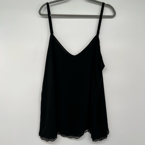 Torrid Georgette Lace Hem Cami Top Women's Size 3X Deep Black Spaghetti Straps - Picture 2 of 9